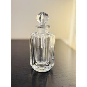 Vintage 1930s Clear‎ Glass Art Deco Ribbed Perfume Bottle w/Stopper READ!